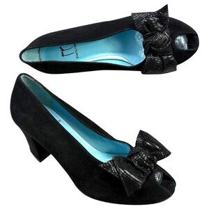THIERRY RABOTIN‎ Yvette Suede Peep Toe Bow Pumps **NEW